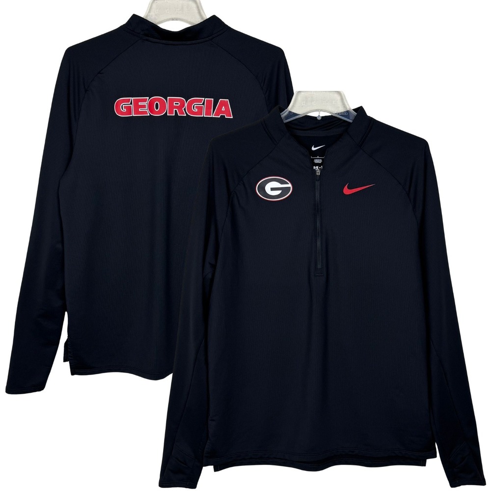 Nike Georgia Bulldogs 1/2 Zip Pullover Athletic Gameday Men Large Black NCAA USA